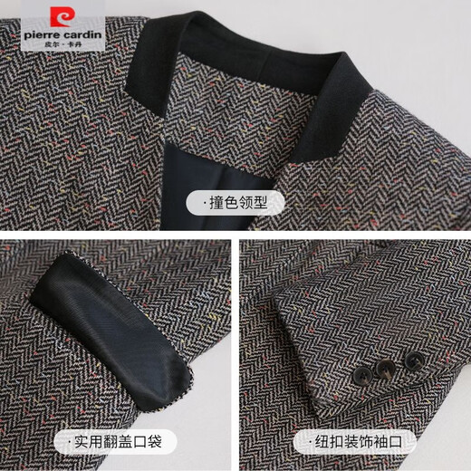 Pierre Cardin coffee color versatile suit suit for women in autumn and winter, thick herringbone pattern, fashionable and simple commuter suit, coffee color jacket + coffee color sweater + coffee color pants (comes with corsage + belt) 2XL 125-145Jin Jin is equal to 0.5 kg