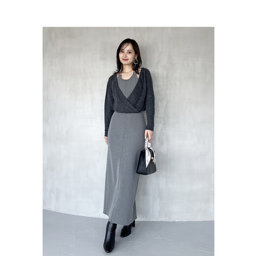 SNIDEL2025 automne et hiver nouveau produit simple robe dos nu pull paresseux ensemble deux pièces SWNO254192 rose clair M (1)