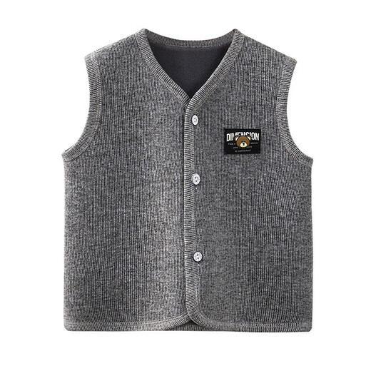New style children's vest with velvet and thickening to keep warm for outer wear in autumn and winter for boys and girls cardigan vest 287 yellow -Xinyu vest 80 cm
