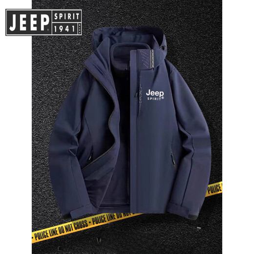 JEEP SPIRIT Jeep Autumn and Winter Jacket Three-in-One Jacket Men's Outdoor Sports Thickened Jacket Men's Windproof and Waterproof Upgraded Three-in-One-Black XL Recommended Height 165-175c