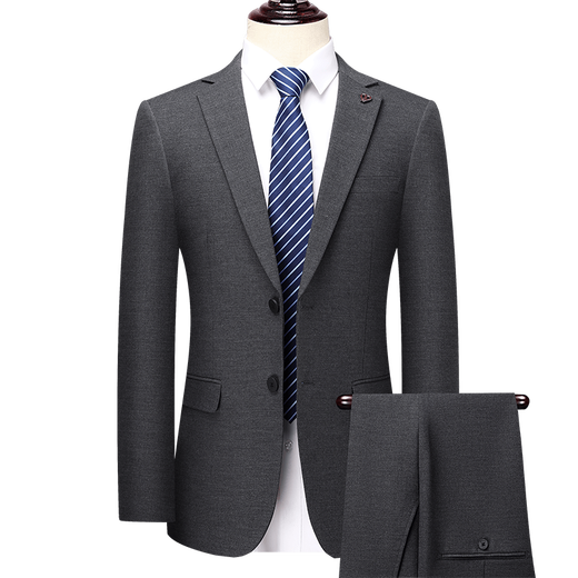 BOSS men's wool suit suit 2024 new spring and autumn gray double slit men's wedding suit jacket two-piece set - gray 2XL 185 suitable for 155-170Jin Jin equals 0.5 kg