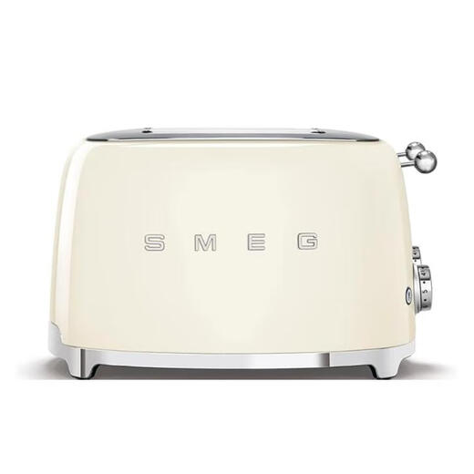 SMEG Italian retro toaster toaster sandwich breakfast machine toaster multi-functional household 6-speed baking TSF03 milk white (four-piece)