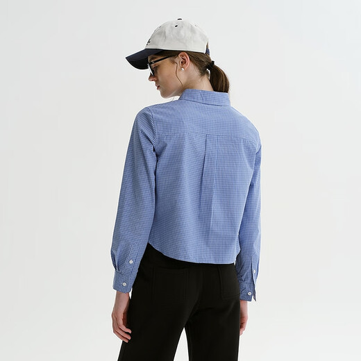 Teenie Weenie Bear Women's Shirt 25th Autumn New Temperament College Style Fashionable Short Shirt Blue S