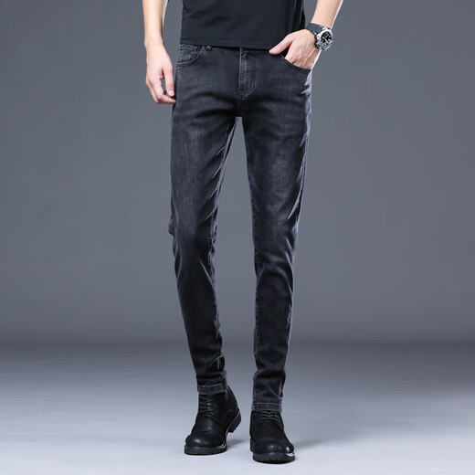 Jeep Spirit Jeep Jeep Herren 2025 Frühlings- und Sommer Neues lässige Trendy All-Match Slim Feet Hosen dehnen lange Hosen 1048 Black 32