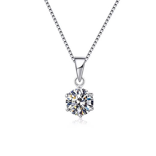 I Do Platinum PT950 Classic Six Claw Necklace Cultured Diamond Single Diamond Pendant Proposal Engagement Gift for Wife and Girlfriend Classic Six Claw-1 Carat Diamond Necklace