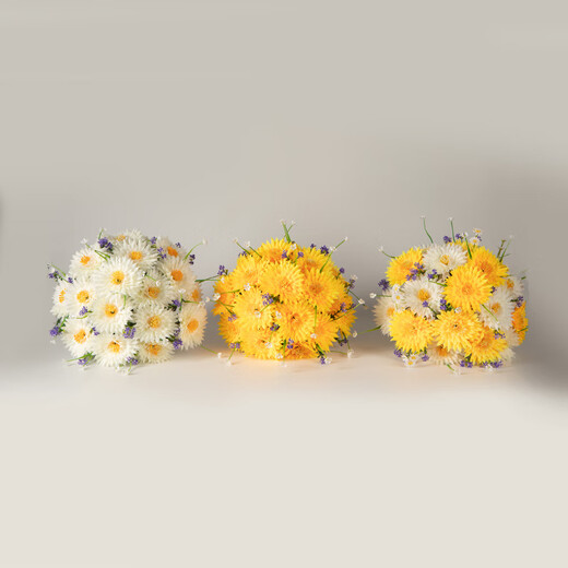 Jingga grave-sweeping fake flowers, Qingming flowers, simulated flowers, tombstones, chrysanthemum baskets, grave-going sacrificial supplies, 18-head flat chrysanthemum combination, 18-head flat chrysanthemum hand bouquet + flower basket white