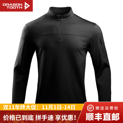 Dragon Tooth third generation defender lightweight stand-up collar fleece sweater warm jacket men's outdoor leisure sports slim tactical jacket polar night black M 175/96A 141-156Jin Jin equals 0.5 kg