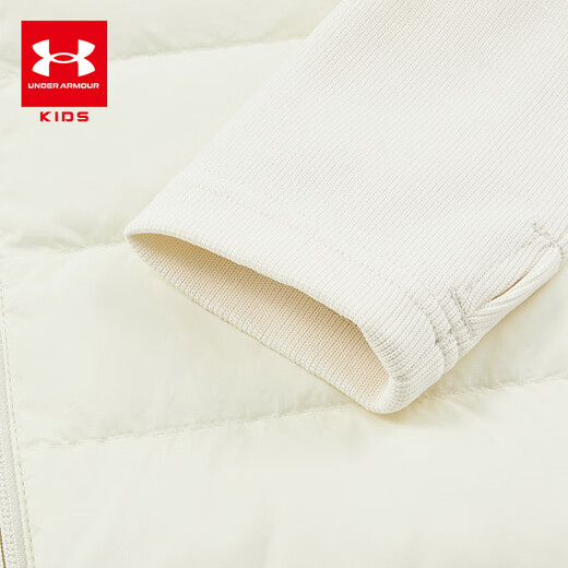 UNDER ARMOUR安德玛童装男女童立领百搭运动风轻薄羽绒服中性大童保暖短款外套 奶油白 170