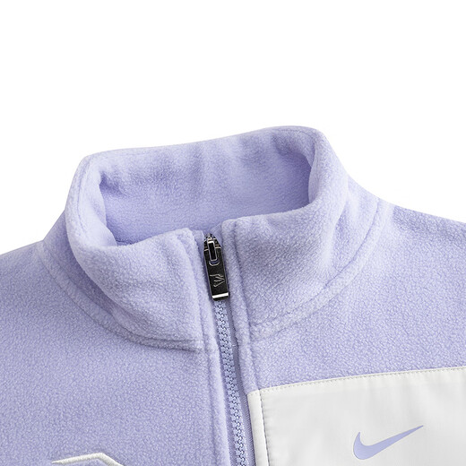 NIKE 3BRAND Nike Boys and Girls Polar Fleece Knitted Jacket 2025 Winter New Children's Warm Jacket Lilac Purple Velvet Warmth 150/72 Recommended Height 140-152cm