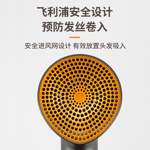 Philips (PHILIPS) hair dryer electric hair dryer household high-power negative ions 30 million negative ions hair care overheating protection lightweight body safe compact dormitory campus BHD321 black gold tube
