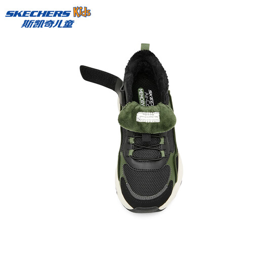 Skechers children's shoes autumn and winter boots boys and girls snow boots plus velvet warm boots 405222L/302583L boys/black/green/BKGR 35