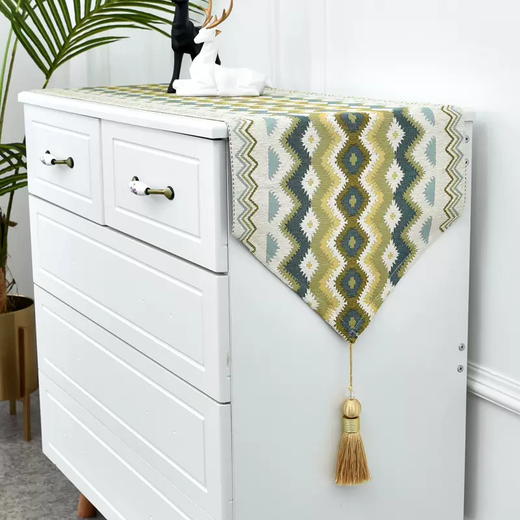 Yusenyi Nordic modern TV cabinet tablecloth long dining table table flag sideboard chest of drawers shoe cabinet cloth cover cabinet cover cloth Beimi-Pink-Pendant 35x200cm