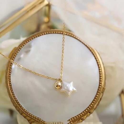 Quan Yin's new 14k gold-filled natural baroque freshwater star pearl pendant, exquisite and simple clavicle chain with various designs, Ba