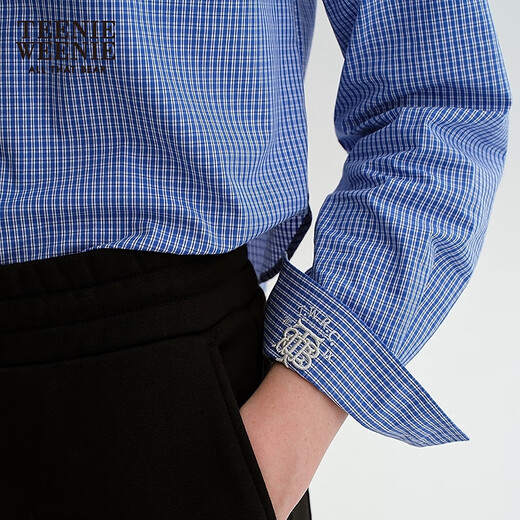 Teenie Weenie Bear Women's Shirt 25th Autumn New Temperament College Style Fashionable Short Shirt Blue S