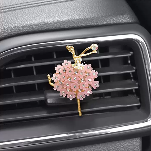 Yusenyi high-end new product crystal rhinestone ballerina car air outlet for women's car air conditioning outlet decoration pink little dancer air outlet clip 1g