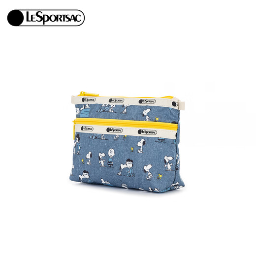 LeSportsac New Peanuts Comics Series Retro Blue Snoopy Compartment Storage Bag Clutch Peanuts Comics Happy Partner