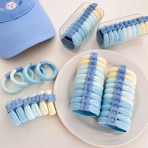 SAHANE Zuoyu rabbit style small fresh sea salt blue hair band high elastic rubber band women's seamless hair tie high ponytail sea salt series 5 pieces - blue label rabbit