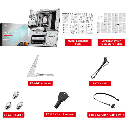 MSI B850 GAMING PLUS WIFI PZ rückseitig montiertes Motherboard unterstützt CPU AMD 9700X/9800X3D/7800X3D (AMD B850/AM5-Schnittstelle)