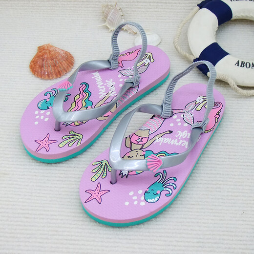 ANTCITY 202025 new boys and girls flip-flops baby baby shoes flip-flops sandals non-slip home outdoor beach shoes silver_with mermaid 22