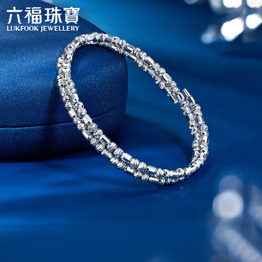 Lukfook Jewelry Platinum 950 Sky Stars Carved Beads Double Circle Elastic Oval Chaise Bracelet Platinum Bracelet Price HEP0005DS 13.23 grams (including labor cost 1363 yuan)