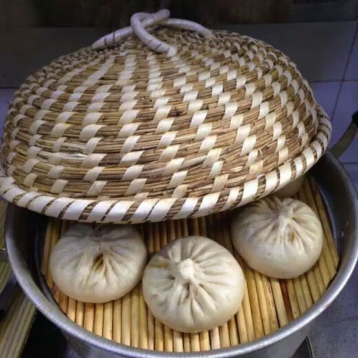 Meikejie straw handmade pot lid universal steamer iron pot aluminum pot woven straw hat dripping old-fashioned steamed bun round household reed 30