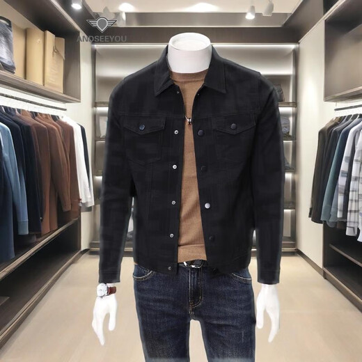 ANDSEEYOU trendy brand leather jacket for men, autumn and winter new work jacket, slim leather jacket, handsome and versatile top, boutique men's clothing II141, black L