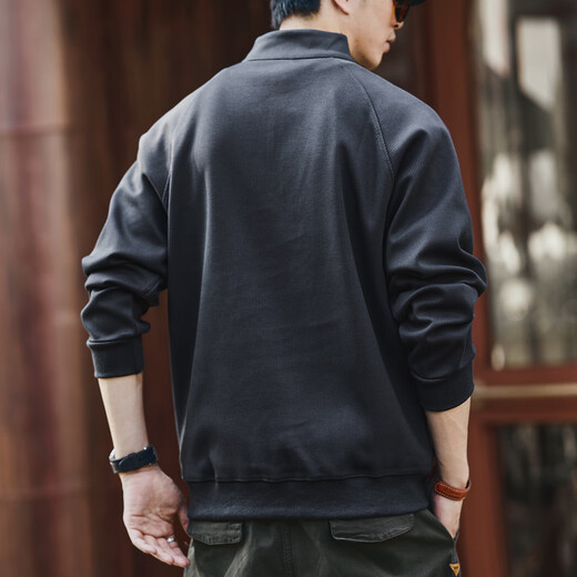 Baleno S&K Series American Retro Half-Zip Stand Collar Sweater Men's Autumn and Winter New Plus Velvet Loose Sports Jacket Men's Meteorite Gray XL Suitable for 140-160 Jin Jin equals 0.5 kg