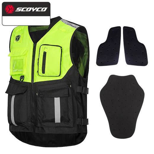 SCOYCO Motorcycle Riding Suit Fluorescent Vest Motorcycle Suit Anti-fall Rider Vest Clothes Four Seasons Motorcycle Shadow Armor JK116 (Green) M
