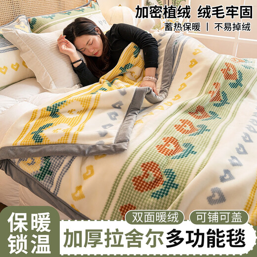 Enxing thickened raschel blanket quilt winter coral flannel office nap shawl throw blanket children's sofa blanket Xinyuhuatian double-sided warm velvet thickened and warm 200x230cm double-sided velvet raschel blanket