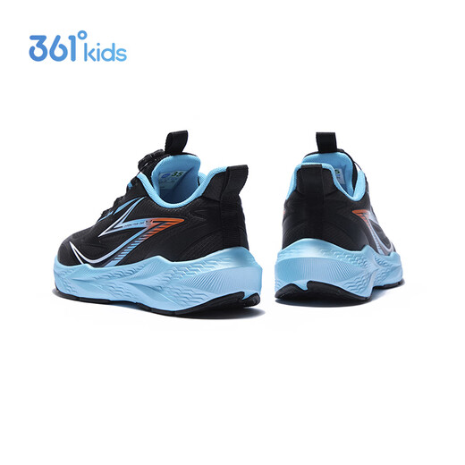 361°雨屏儿童跑鞋25冬男女中大童防泼水止滑缓震旋钮运动鞋 黑34