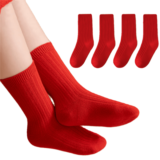 Children's socks New Year's socks autumn and winter combed cotton animal year red cotton socks birthday red socks children's winter mid-calf F8086 festive red socks 3 pairs 6-8 years old recommended shoe size 25-31
