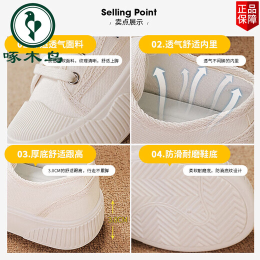 啄木鸟品牌女鞋帆布鞋2025春季新款休闲鞋子透气百搭运动小白鞋女款布鞋 9923黑色 36