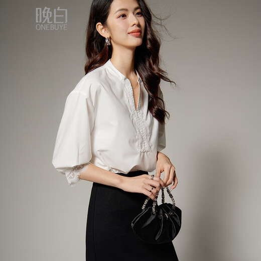 Late White New Product 2025 Autumn Generous Top Chic Versatile Fashion Temperament Skin Friendly Commuting Shirt Women White M