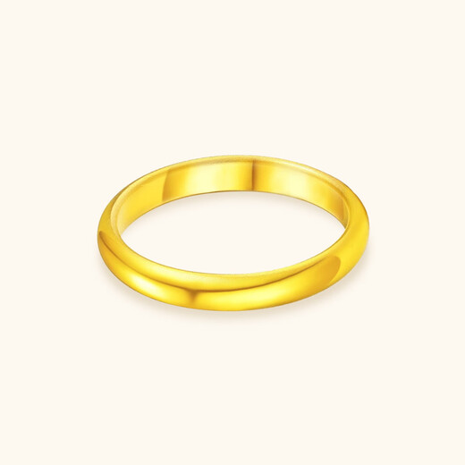 Lao Fengxiang pure gold flowing plain ring jewelry glossy closed loach back gold ring 10 rings 1.18g