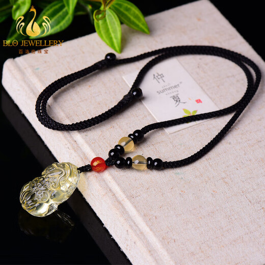 Taijufu Natural Yellow Water Crystal Pixiu Pendant Caiyuan Piqiu Natural Crystal Pendant