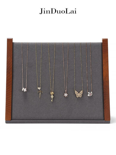 Yusen Yijin Duolai New Pendant Necklace Storage Rack Jewelry Display Props Counter Display Viewing Goods Solid Wood Tray DB90-10 Gentleman Gray