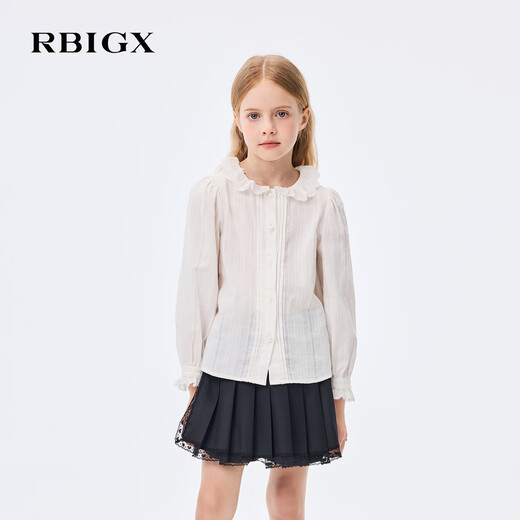 RBIGX children's clothing lace collar long-sleeved shirt sweet top white 150