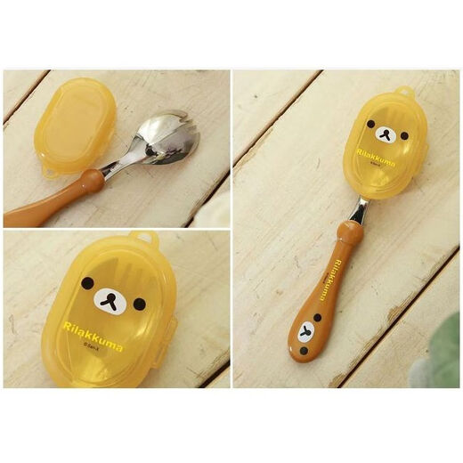 Bear (Bear) rilakkuma stainless steel fork spoon children's tableware portable feeding spoon 3 years old and above brown bear fork spoon