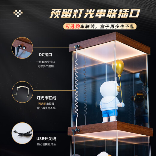 RSRDDY customized acrylic return light dust cover light box display box suitable for Lego building block doll blind box display box. If you need other heights, please contact customer service. Length and width 45*15cm
