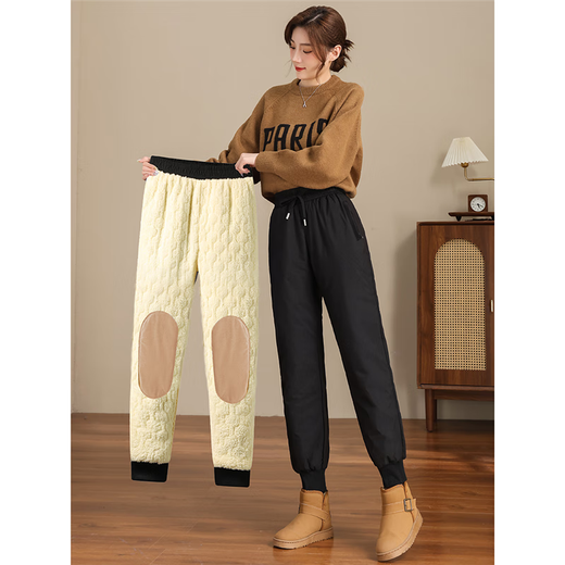 GPHF Japanese thermal cotton pants for women in winter plus velvet and thickening Northeast Harbin cold-proof, waterproof and windproof leggings assault pants black leggings (thickened knee pads) M recommended 80-100Jin Jin equals 0.5 kg