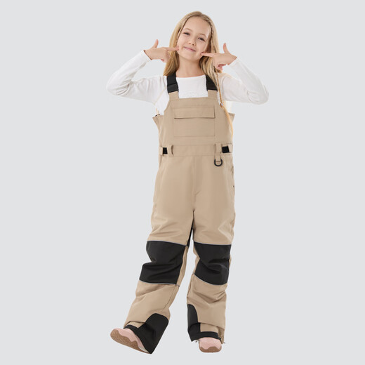 Gsou SNOW children's ski pants one-piece suspenders winter professional windproof and waterproof single-board and double-board ski clothes for boys and girls, navy, same style for men and women XS (recommended height 116-125CM)