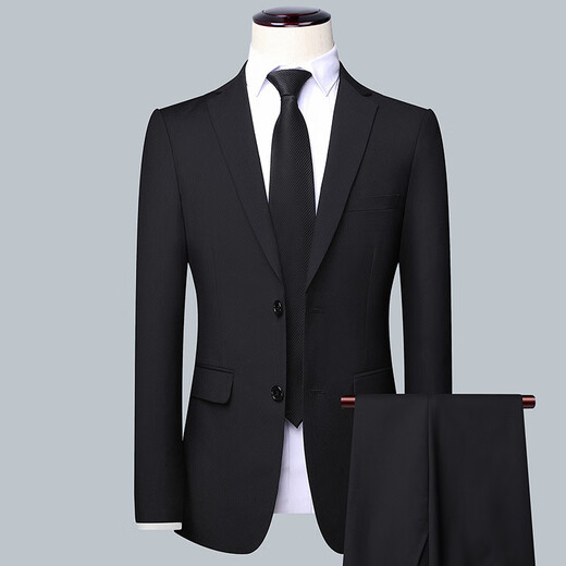 SUSTYLE international luxury brand suit suit men's three-piece business casual suit professional formal dress black (three-piece suit) 4XL
