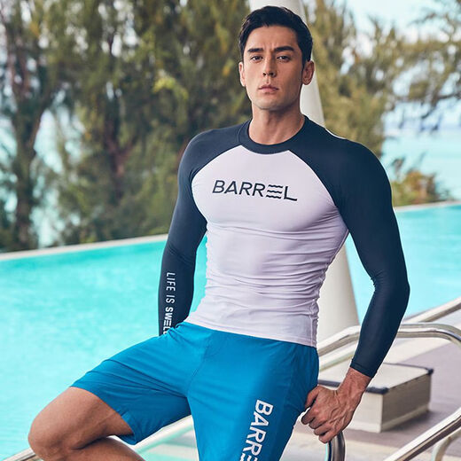 Barrel swimsuit men's surf suit split quick-drying tight-fitting wetsuit long-sleeved trousers direct-selling jellyfish snorkeling suit men's black cardigan M