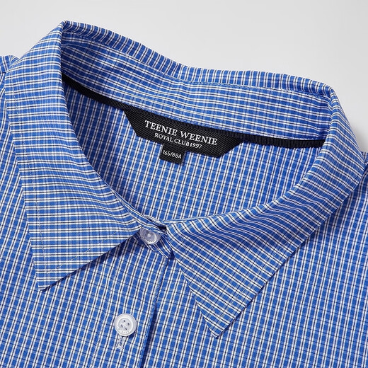 Teenie Weenie Bear Women's Shirt 25th Autumn New Temperament College Style Fashionable Short Shirt Blue S