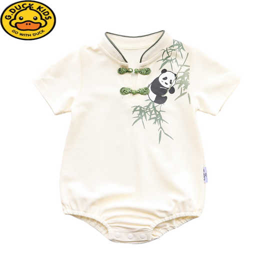 G.duck family of three and four parent-child outfits new Chinese style mother-child mother-daughter dress summer baby t-shirt high-end Chinese style apricot 175 mother skirt L size (110-125Jin Jin equals 0.5 kg)
