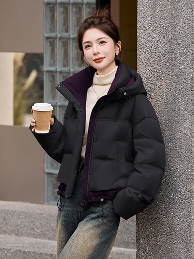 ROMON down jacket women's short 2025 winter new style small high-end fashion foreign style age-reducing slimming white duck down jacket off-white M