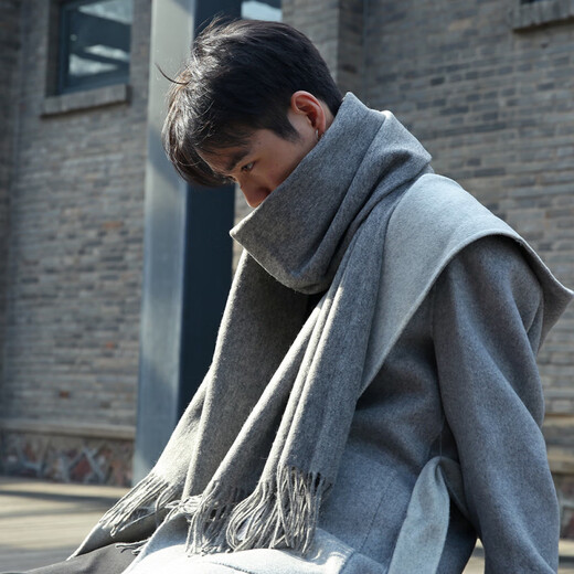 Fat Donglai's same scarf for men in winter Korean version versatile simple color men's scarf autumn birthday gift imitation cashmere scarf black