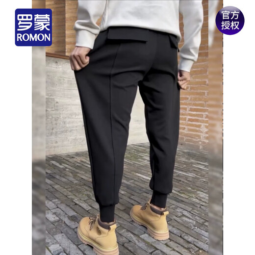 ROMON's new autumn and winter sweatpants men's clean version versatile harem pants men's loose leggings plus velvet thickened sports casual pants black S -110Jin Jin equals 0.5 kg