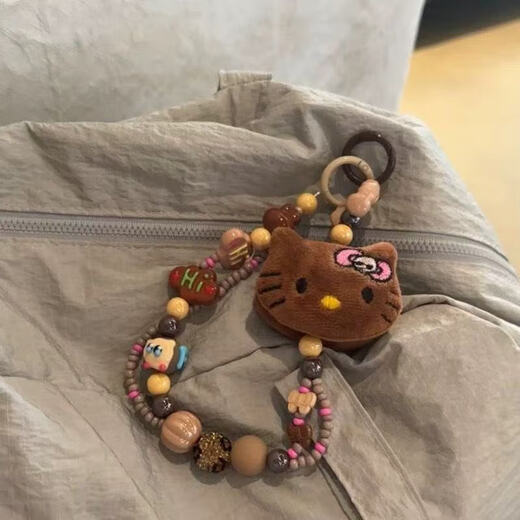 Original ins square bow bear mobile phone case lanyard CCD camera card book pendant accessories anti-lost hand rope Christmas bow bear lanyard