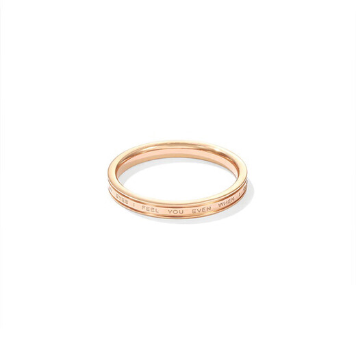 Yuying colored gold ring CookieKiss simple plain circle letter for women 18K rose gold index finger rose gold No. 4 (finger circumference 48mm)